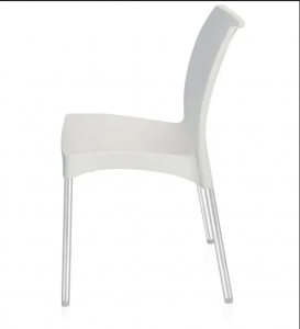 White Plastic-chair with metal legs Left-View