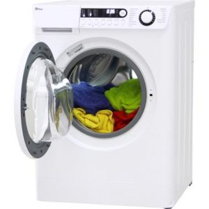 Washing machine with clothes in it