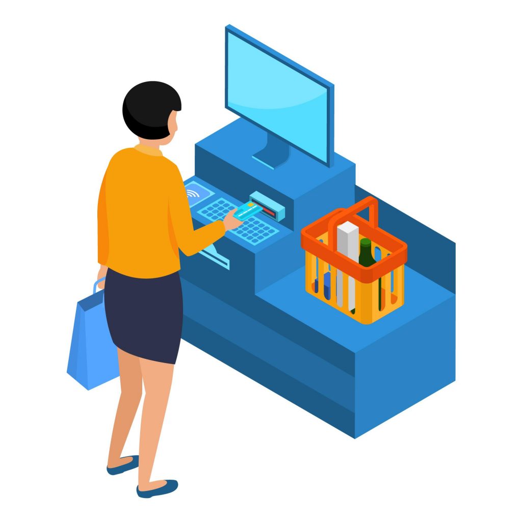 Woman vector making payment